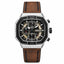 Tubular | Octagonal Chronograph Watch – Silver/Black Case & Brown Leather Strap - Wristlines