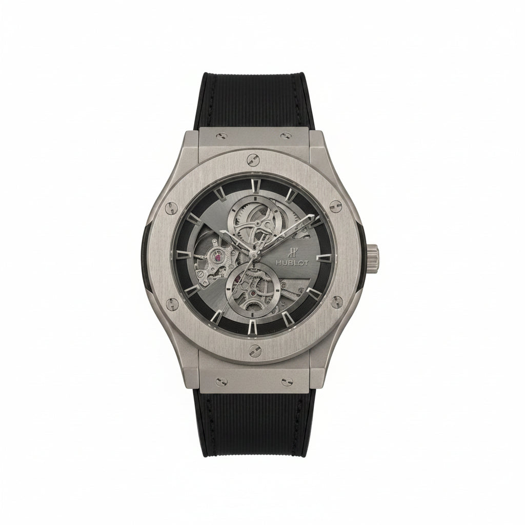 Hublot | Automatic Skeleton Watch – Matte Gold & Matte Silver - Wristlines