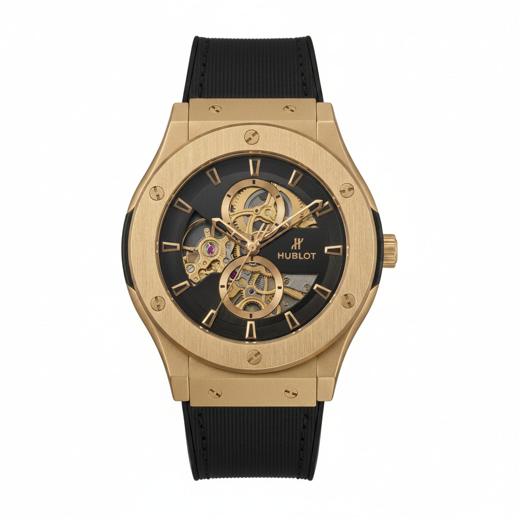 Hublot | Automatic Skeleton Watch – Matte Gold & Matte Silver - Wristlines