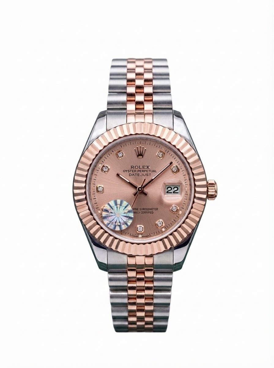Rolax | Luxury Two-Tone Datejust Style Watch – Diamond Dial & Fluted Bezel - Wristlines