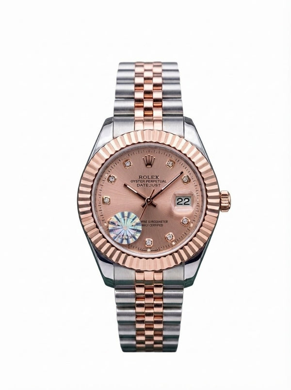 Rolax | Luxury Two-Tone Datejust Style Watch – Diamond Dial & Fluted Bezel - Wristlines