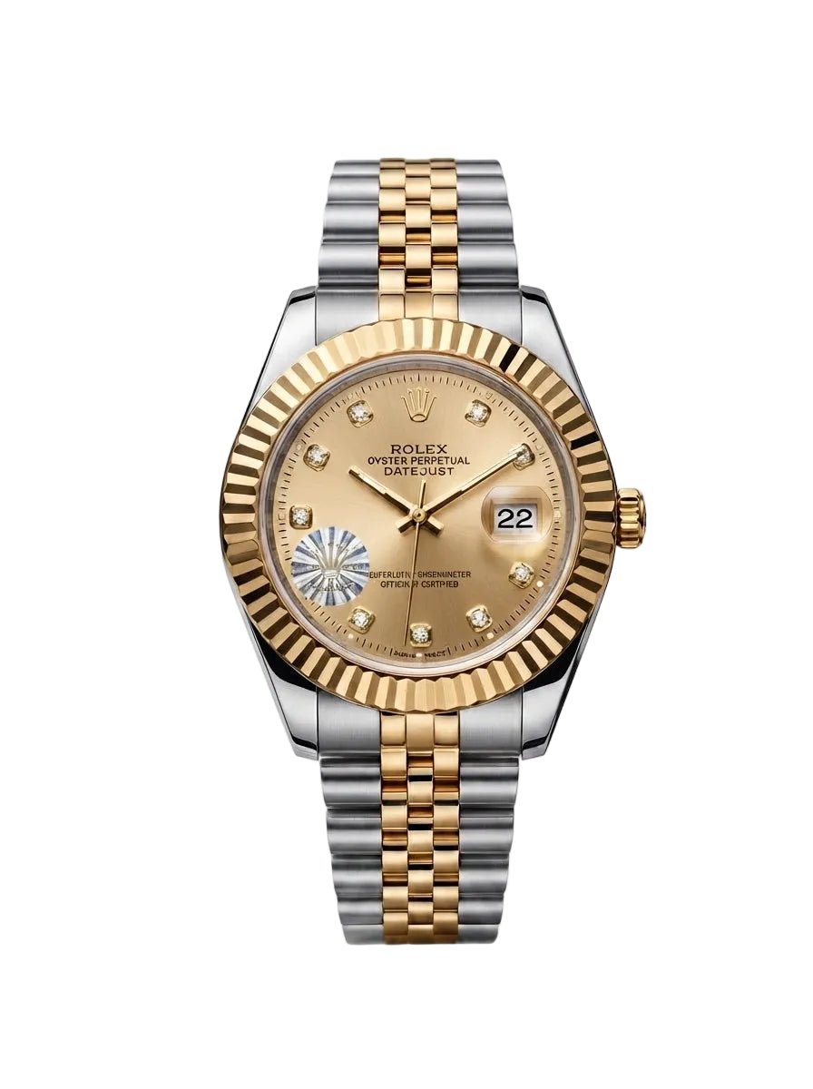 Rolax | Luxury Two-Tone Datejust Style Watch – Diamond Dial & Fluted Bezel - Wristlines
