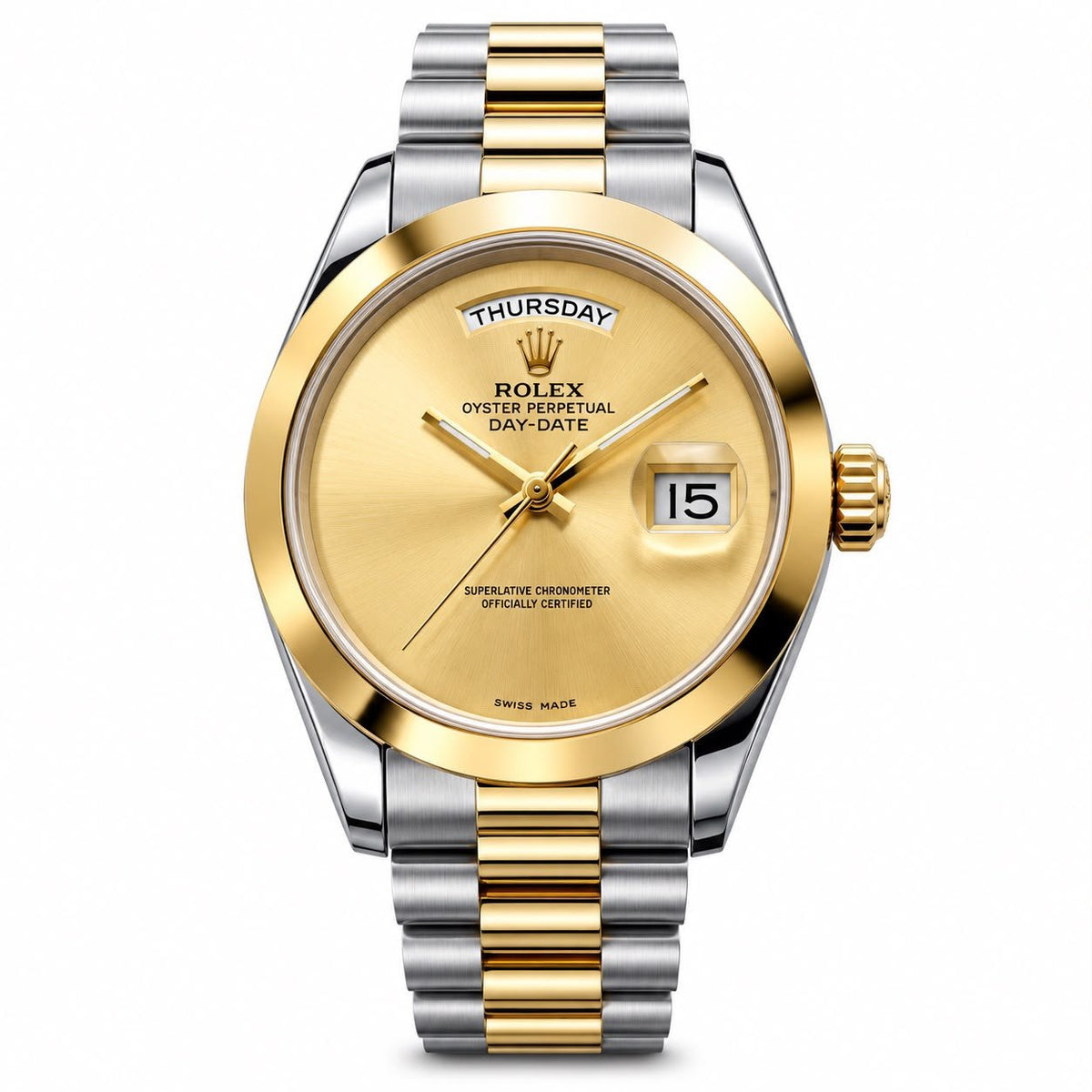Rolex Oyster Perpetual Day-Date | Prestige Two-Tone Day-Date Watch – Champagne Dial - Wristlines Main image